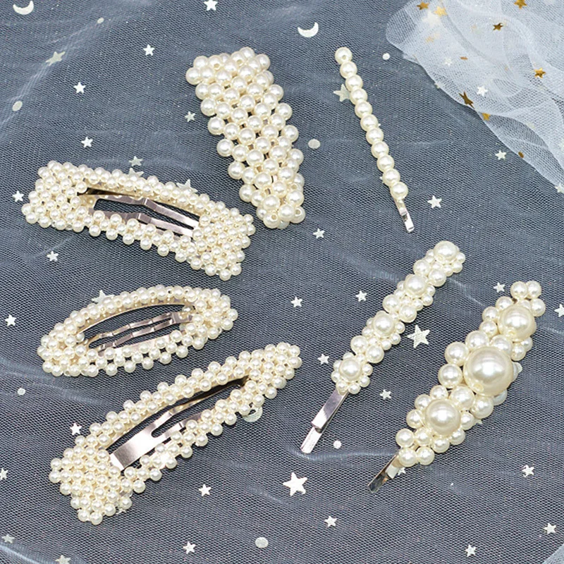 

New Fashion Jewelry Metal Gold Full Pearl Headwear Hair Clip for Women Girl Hairpin Barrettes Hairgrip Wedding Hair Accessories
