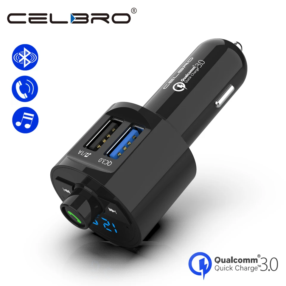 

Bluetooth Car Charger Handsfree Car MP3 Music Player FM Transmitter Modulator Dual USB Car Charger Fast Quick Charge 3.0 QC 3.0