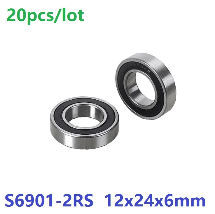 20 шт./лот ABEC-5 S6901-2RS S6901RS S6901 2RS RS шариковый подшипник из нержавеющей стали 12x24x6 мм