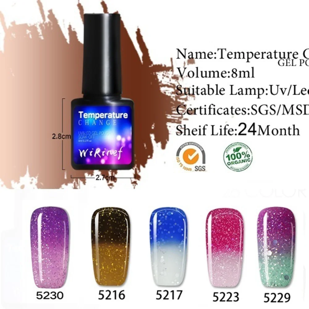 New Fashion 8ml Thermal Nail Polish Glitter Temperature Color Changing Water-based Manicure Varnish Shiny Shimmer Nail Lacquer