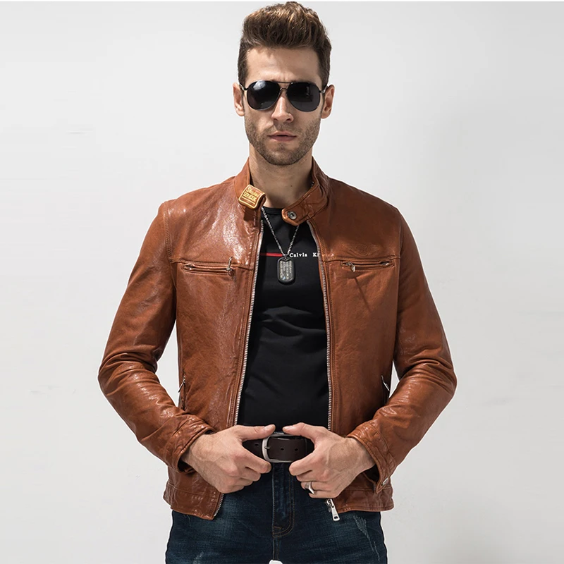 Buy 2017 Casual Genuine Leather Jacket Men's Sheep