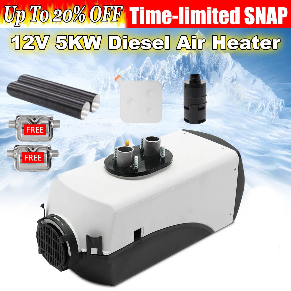 

5kW 12V Air diesel- Heater for trucks, motor-homes, boats, Car + 10L fuel tank Car Heater 2 x Silencer Muffler For Free