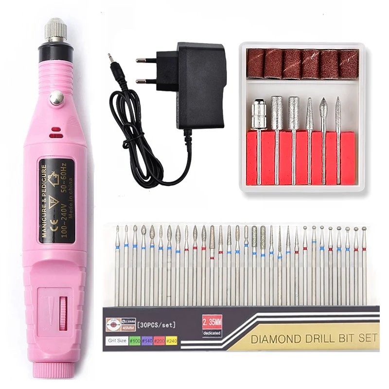 

1 Set 36 Bits Electric Manicure Machine Professional Pedicure Drill Kit Gel Polish Cuticle Remover 20000RPM Drill New Apparatus