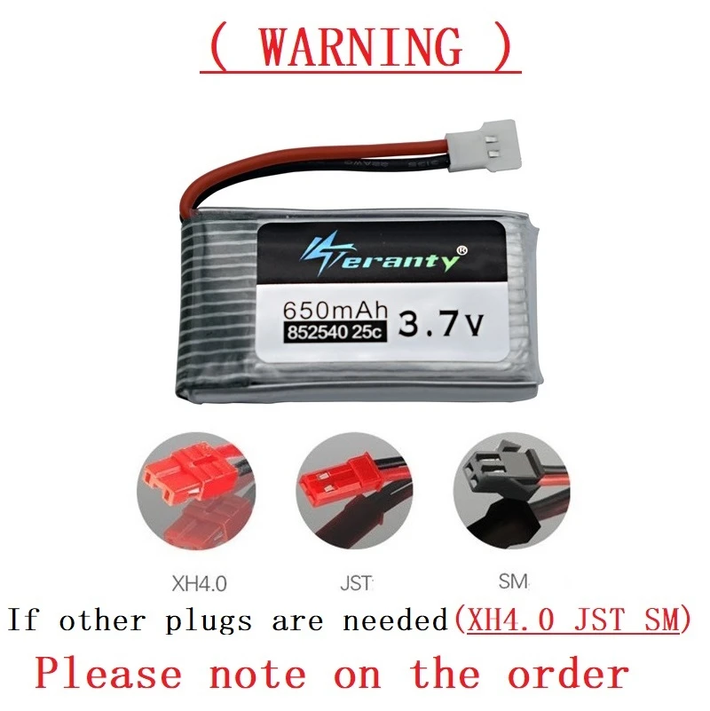 Teranty Power 3.7V 650mAh Li-po Battery And Charger For SYMA X5C X5C-1 X5 H5C X5SW 852540 3.7V Lipo Drone Rechargeable Battery