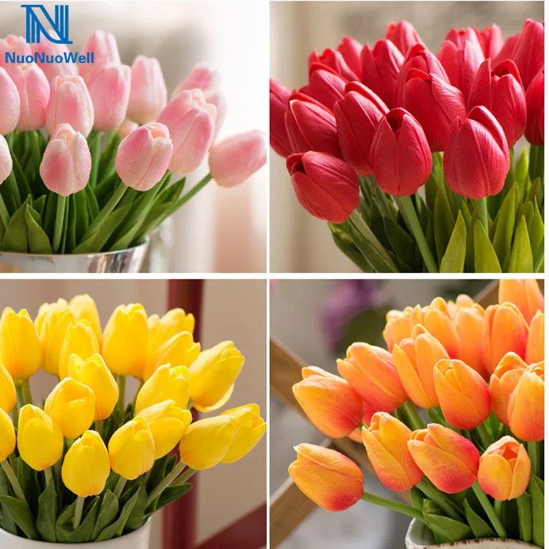 

NuoNuoWell 15PCS Artificial False Tulip Fake Flowers Bouquet Room Home Wedding Decor NEW