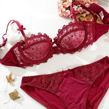 

Vogue Secret Ultra thin embroidery lace bra briefs set sexy underwear Luxury women lingerie bra and panty set intimates Floral
