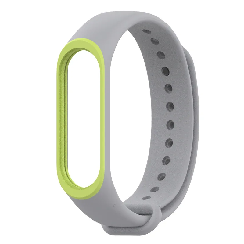 Mi Band 4 3 Sports Dual Pure Color Silicone Wrist Band Strap for xiaomi mi band 4 3 Replacement bracelet Miband 4 3 Straps - Цвет: gray green