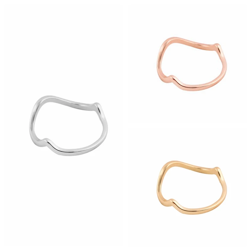New Fashion Costume Jewelry Wave Rings for Women European Slim Wave Knucle Rings Turns Bend Ring for Women