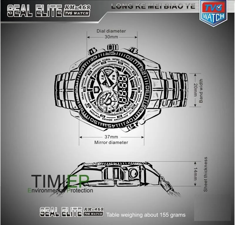pantalla reloj Pulau agua hombre para Relojes USD Dollar cuarzo acero Java escribir Lavar United militar Tvg States Digital deportiva inoxidable al almacén el de doble LED resistente marca con 41 pantalla reloj Pulau agua 41