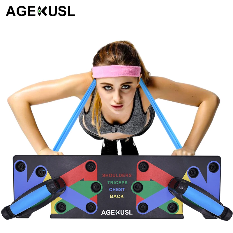 AGEKUSL 2.0 Push Up Rack Board System Comprehensive Fitness Exercise Workout Pushup Stands Complete Training Gym Exercise Men