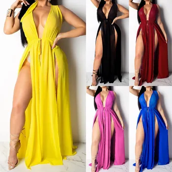 

Hirigin Women Long Maxi Boho Beach Dress Summer Deep V Neck Holiday Party Sundress