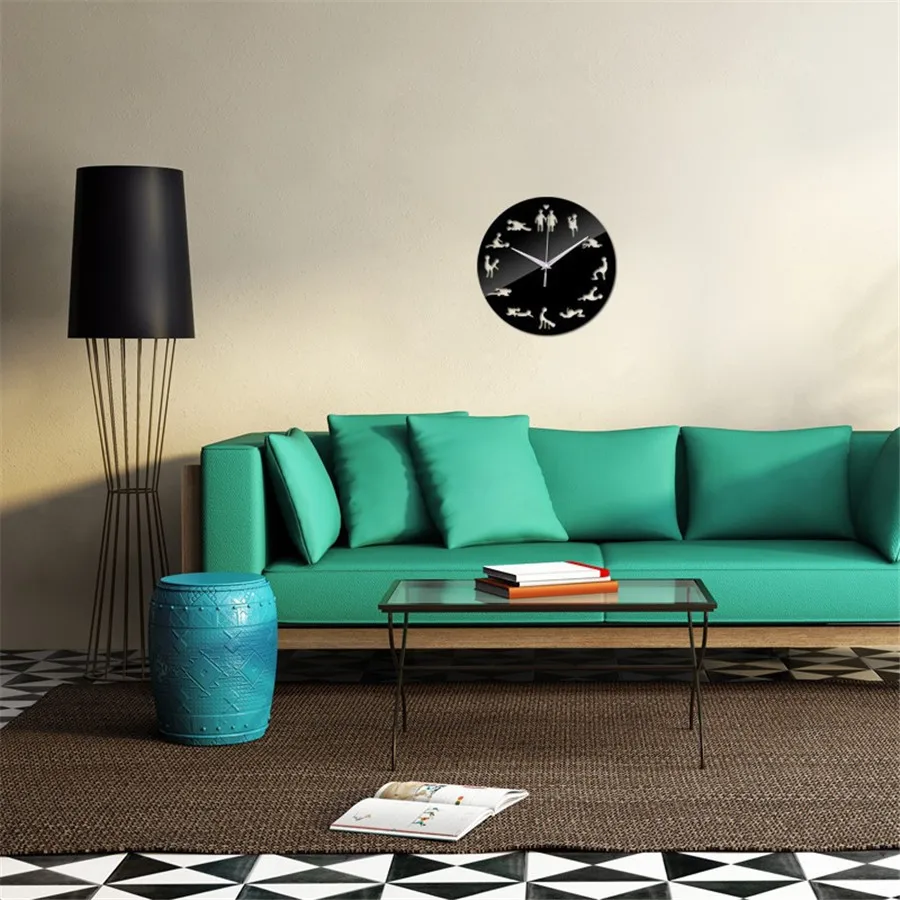 new sex position wall clock  modern design self adhesive 3d wall clock for living room mirror silent quartz watch sticker klok   (9)
