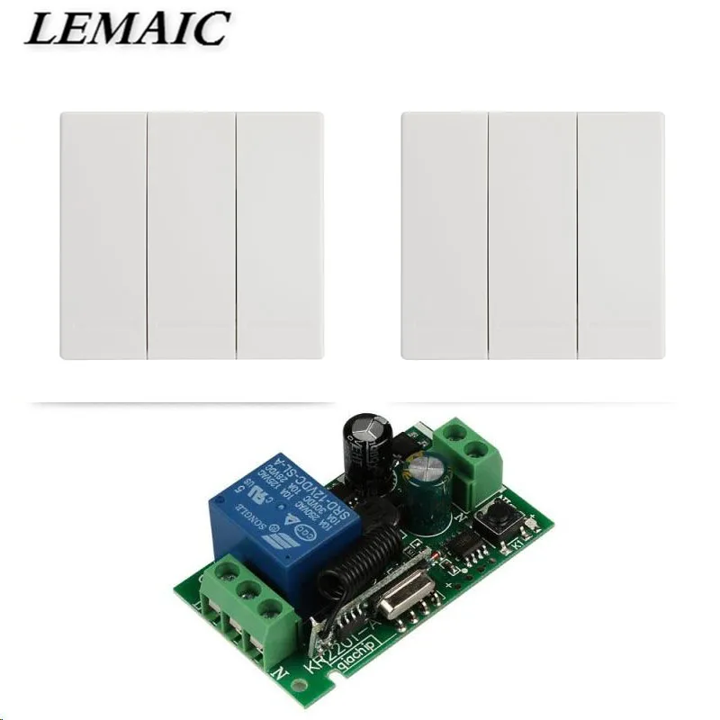

LEMAIC 433Mhz 86 Wall Panel Remote Control Switch Transmitter and Wireless RF Receiver For AC 110V 220V Ceiling Lamp Light S3