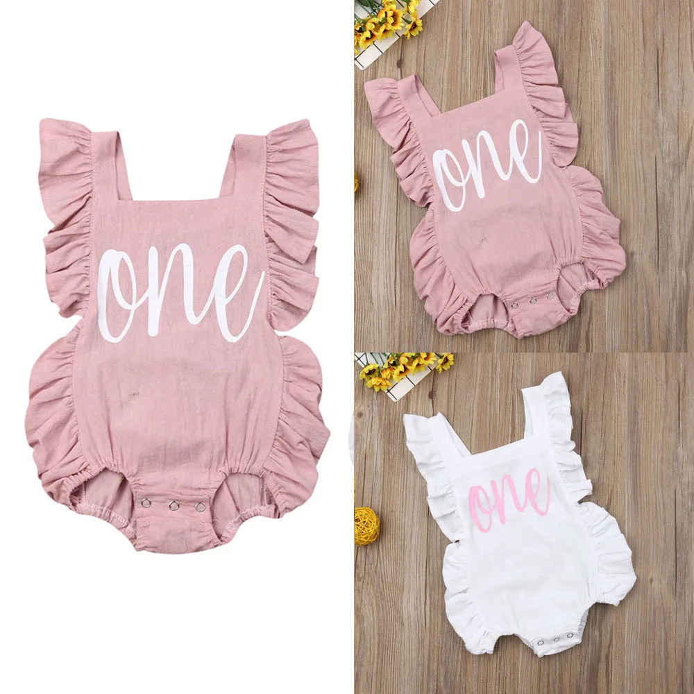 

Newborn Infant Baby Girls Summer New Cute Sweet Sleeveless Solid Causal Bodysuits Summer Baby Girls Princess Party Beach Clothes