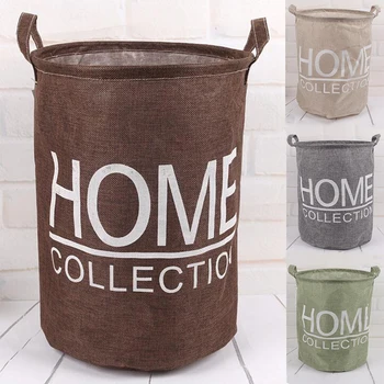 

Cotton Linen Large Capacity Laundry Basket Bucket Organizer for Clothes Waterproof Folding Toy Organizer Home Organization