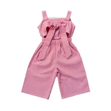 Детские летние хлопковые штаны на подтяжках без рукавов с принтом «гусиные лапки» для маленьких девочек, комбинезоны, брюки