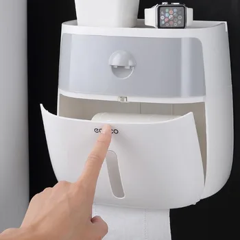 

Creative Waterproof Wall Mount Toilet Paper Holder Shelf Toilet Paper Tray Roll Paper Tube Storage Box Tray