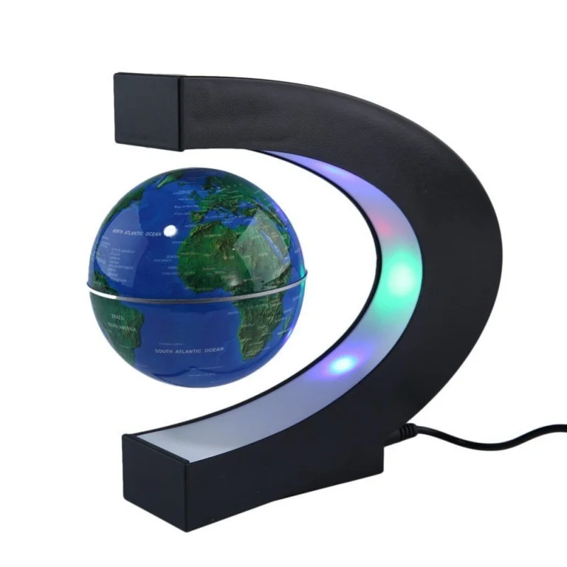 

LED Light Lamp for Kids Education Magnetic Levitation Floating World Map Globe C Shape Base Anti Gravity
