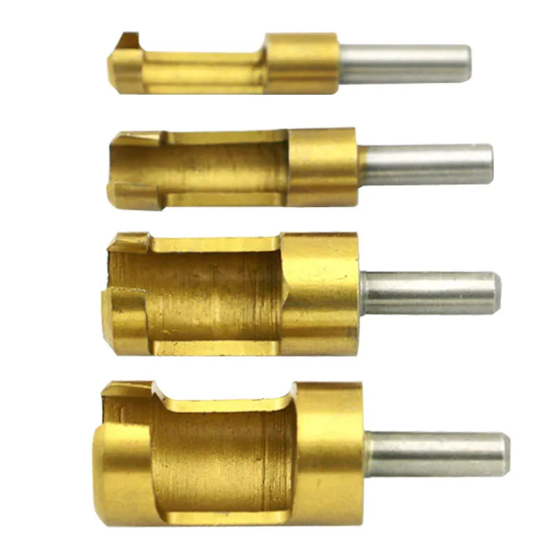 

4 Pcs Titanium Shank Barrel Cork Drill Bit Plug Cutter Bored Hole Tenon Drills Hole Saw Arbors Woodwork Tools _WK