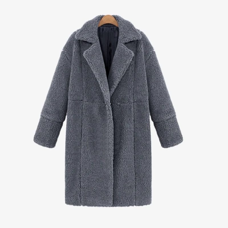 MCCKLE Women Winter Faux Fur Coat 2018 New Thicken Lambwool Solid Long Coat Overcoat Female Loose Warm Lamb Fur Jacket Outerwear