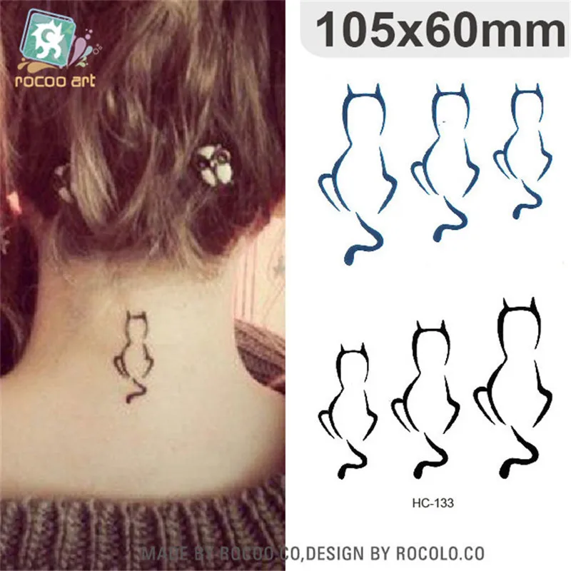 

Body Art Harajuku waterproof temporary tattoos lady women simple 3d cat design flash tattoo sticker Free Shipping HC1133