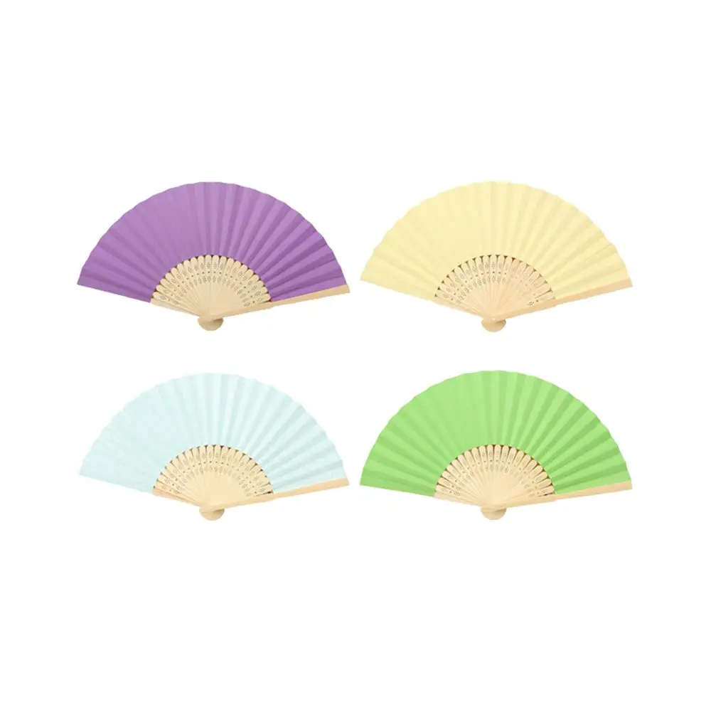 

ALIM HOT Pack of Six Mixed Colour Thick Paper Bamboo Ribs Hand Fans