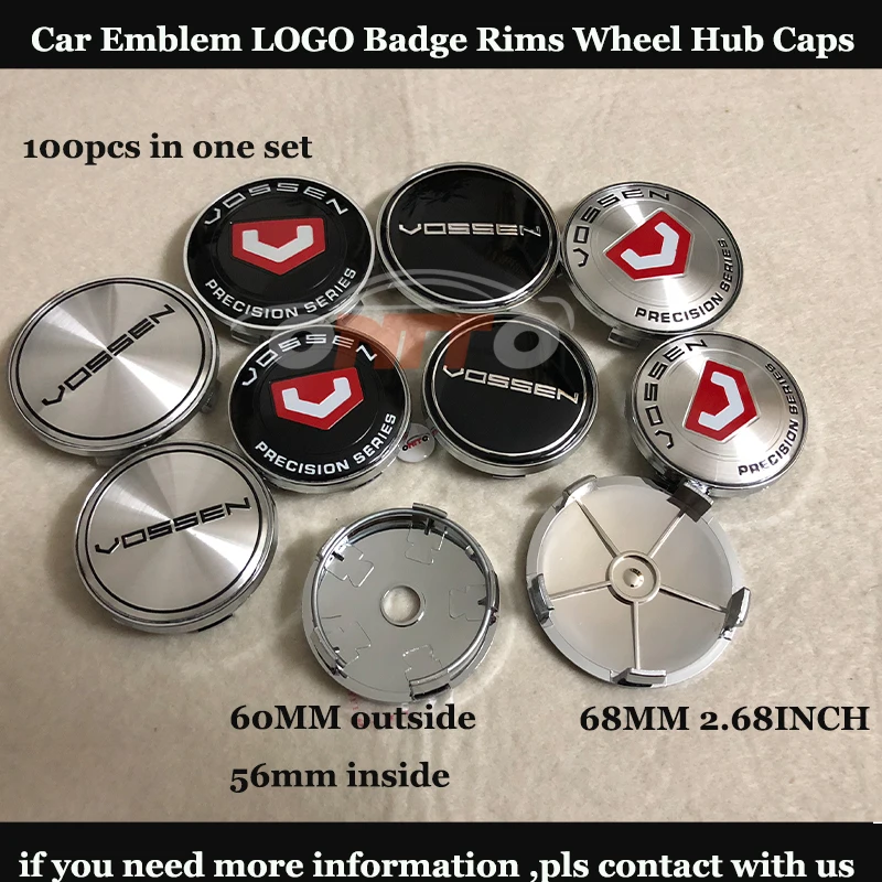 

Good Quality 100pcs/set 60mm 68mm Car Emblem Badge Rims Caps Car Wheel Hub Center Covers For Vossen Logo badge label