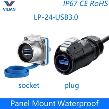 USB3.0 гнездо адаптер для монтажа на панель кабельный разъем Dip быстрый USB разъем водонепроницаемый Cnlinko интерфейс передачи данных 1 шт