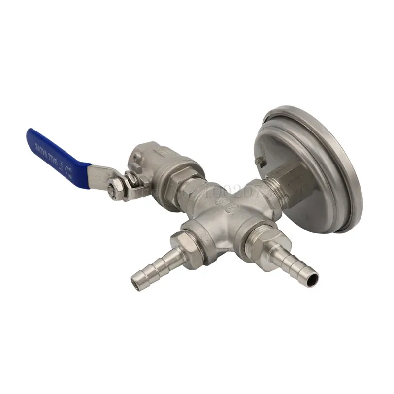 Stainless Ball Valve, Weldless Cooler Temperature Kit, Bi-metal Thermometer 3Face & 2Probe, 12 Hose Barb Homebrew Beer (7)