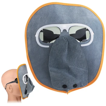 

Comfortable Foldable Cow Leather Welding Helmet Automatic Variable Light Welding Mask with Sunglasses for Various Welding