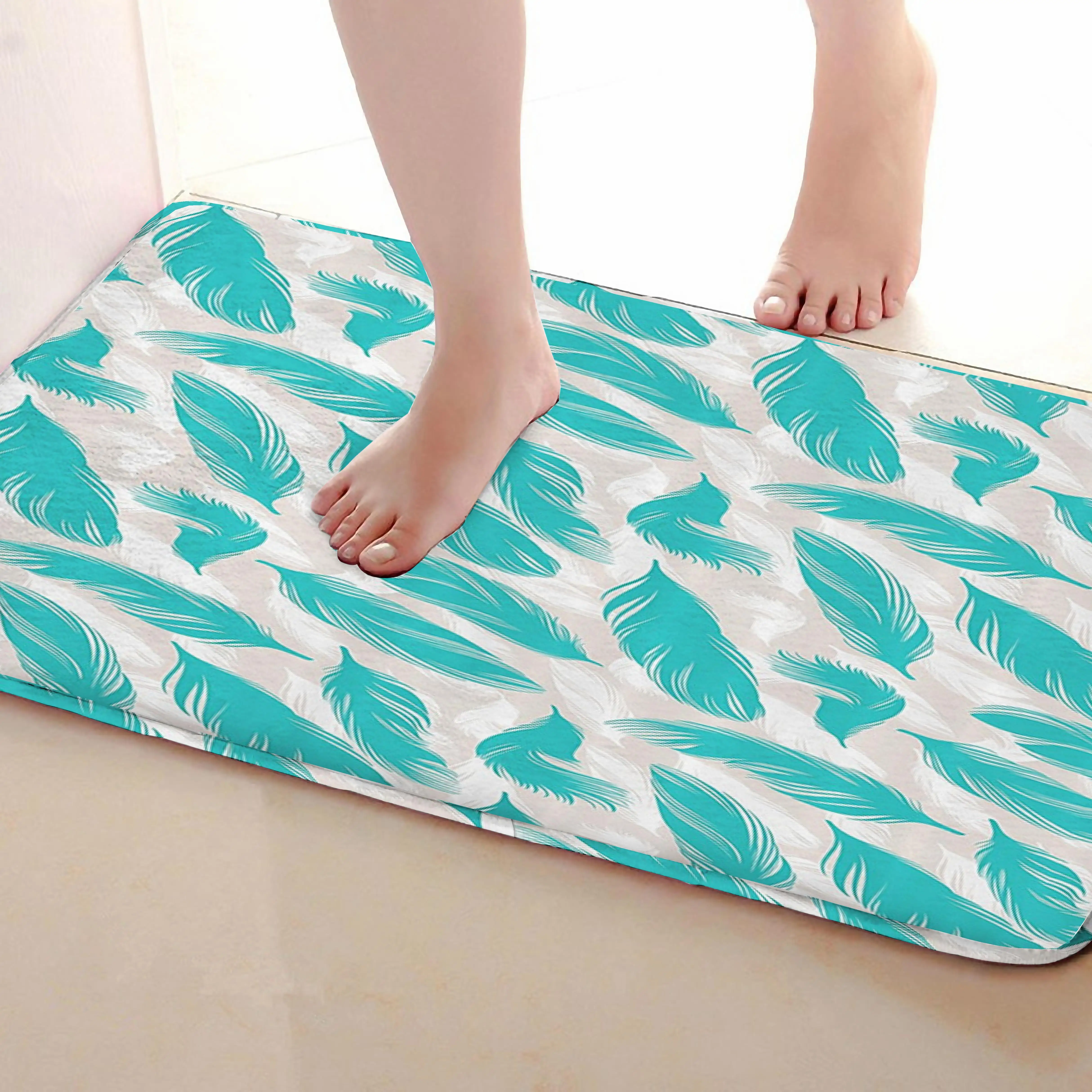 Feather Style Bathroom Mat,Funny Anti skid Bath Mat,Shower Curtains