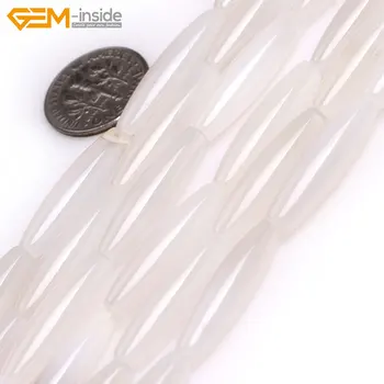 

Gem-inside Natural Smooth Oval Olives Shape Agate Stone Beads for Jewelry Making15inches DIY Jewellery