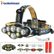 5000лм головной светильник T6+ красный COB светодиодный налобный светильник USB Rechargeabl головной светильник 8 режимов фонарь светильник ing Flash светильник фонарь для кемпинга z30