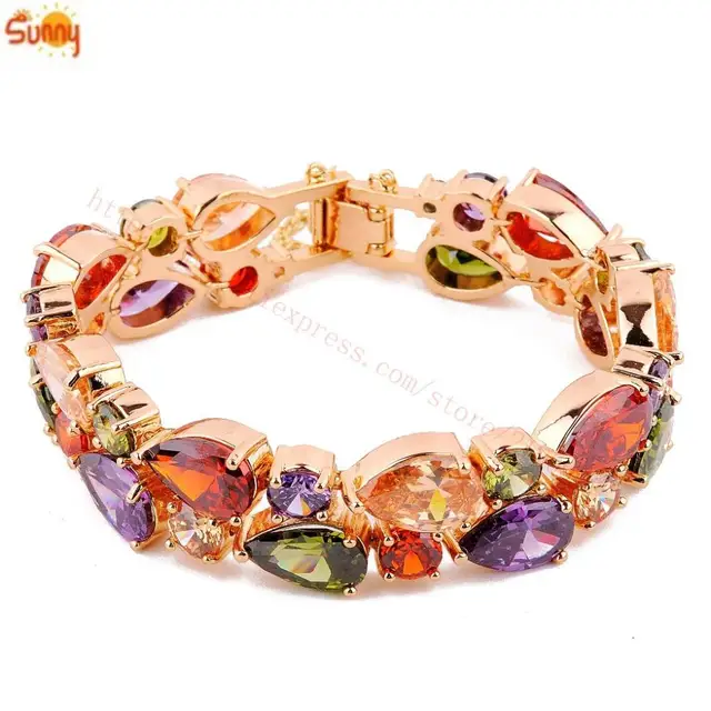 Fashion Jewellery Multicolor Shire Bangles Bracelets Lady S 18k Fashion Jewellery Multicolor Shire Bangles Bracelets Lady S 18k Rose Gold Plated For Women Gift