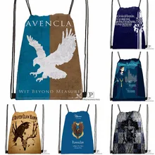Custom Harry Potter Ravenclaw Drawstring Backpack Bag Cute Daypack Kids Satchel (Black Back) 31x40cm#180531-03-24