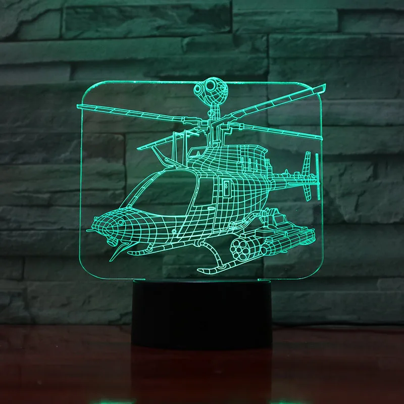 

Bell OH-58 Kiowa Warcraft Plane Model Usb 3d Led Night Light Illusion Fighter gece lambas Warplane Table Lamp Bedside