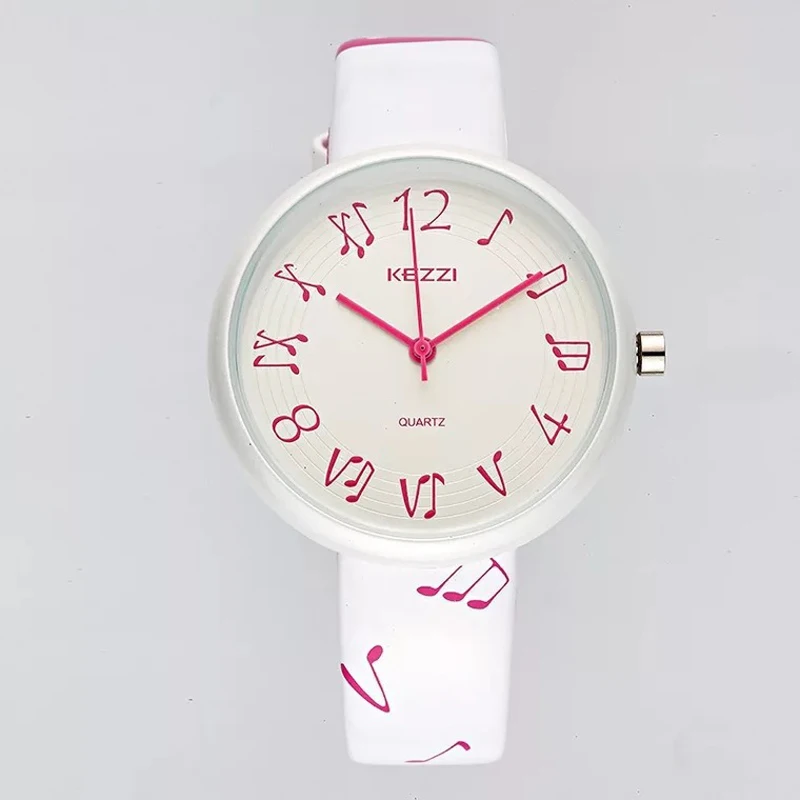 Vente Femmes Simple Quartz Casual En Cuir Dames Robe Montres Étudiant Personnalité Musicale Note Grand Cadran Horloge Montre Femme