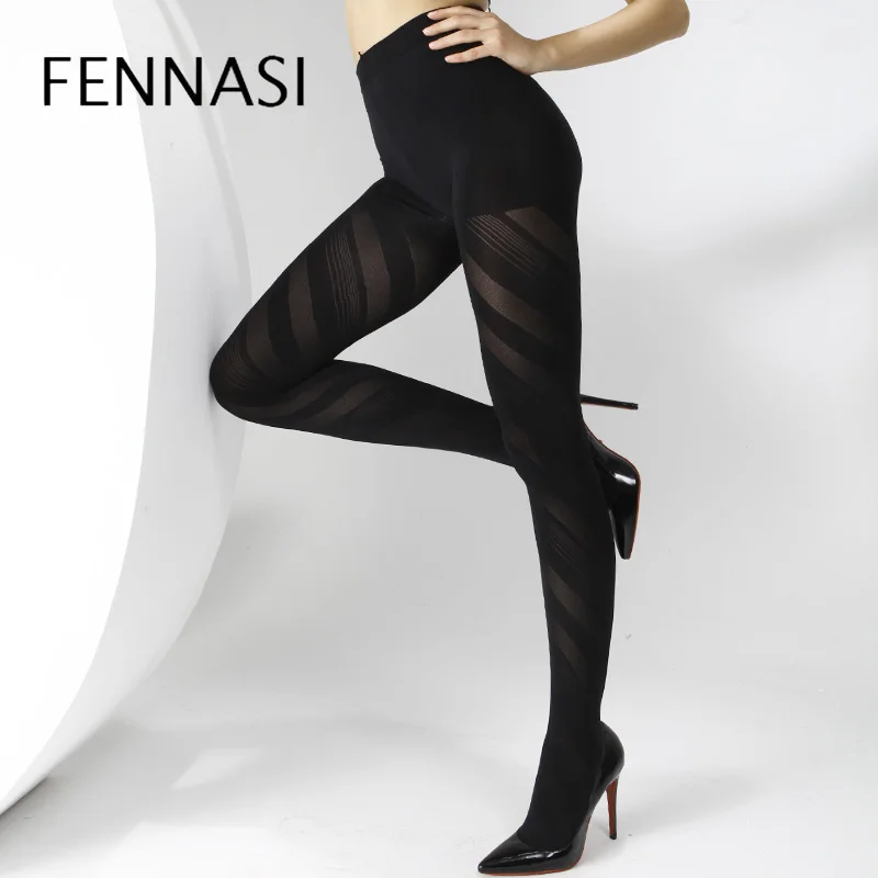 

FENNASI Jacquard Spiral Striped Women's Tights Nylons Lady Sexy Pantyhose Thick Warm Sexy Pantyhose Female Erotic Black Tights