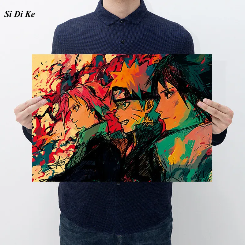 

Wall Sticker Decorative Painting Retro Anime Naruto Poster Kraft Paper Wall Sticker Wallpaper 50.5x35cm