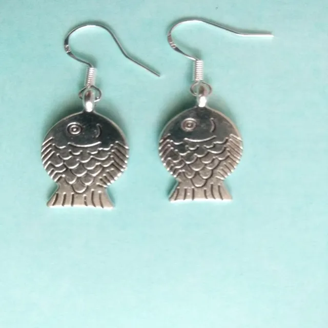 Pineapple Silver Tone Fish Hook Earrings