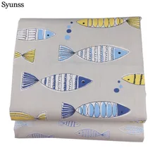 Syunss серая с принтом рыбы саржевая хлопковая ткань DIY ручной работы шитье Лоскутное детское постельное белье Текстиль Лоскутное Тильда Tissus