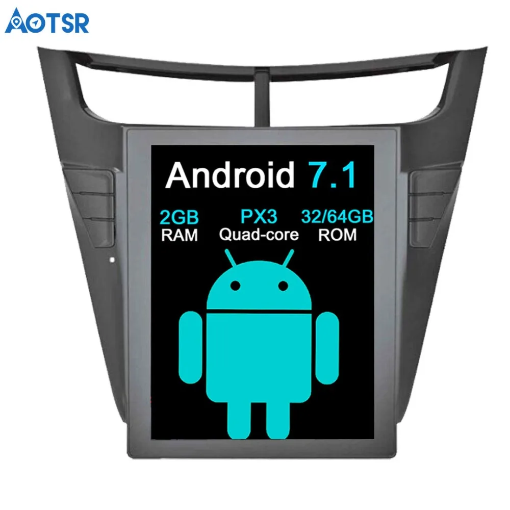 Автомобильный GPS навигатор Aotsr Android 7 1 в стиле Tesla для Chevrolet Sail 2015 2016 2017 зеркальный
