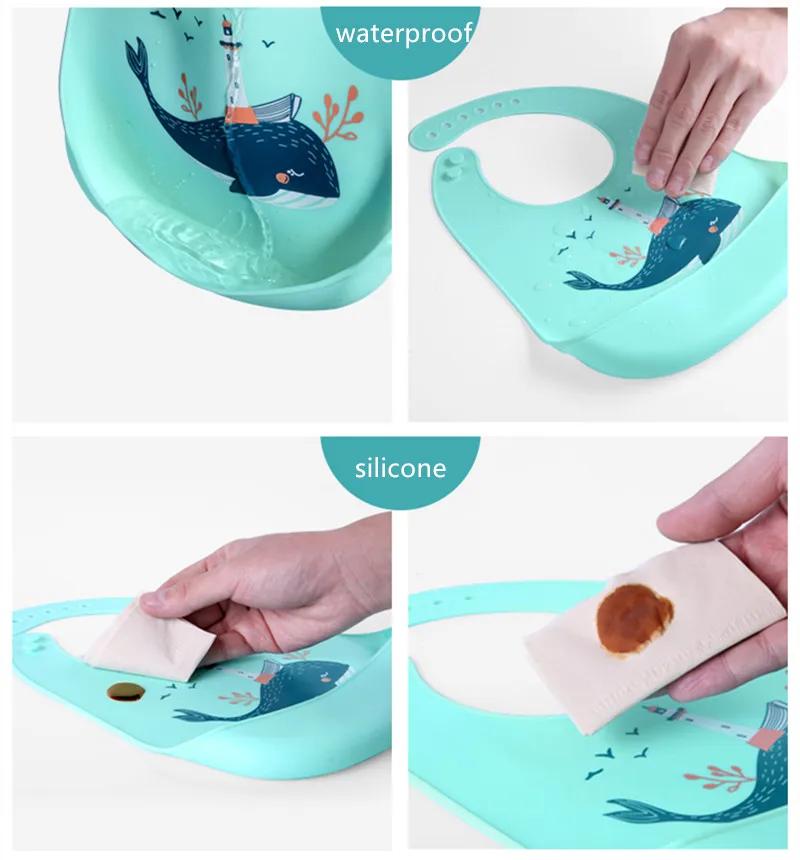 Baby Waterproof Silicone Bibs Burp Cloths Toddler Kids Adjustable Feeding Apron Saliva Bandana Bibs Baby Boy Girls Stuff