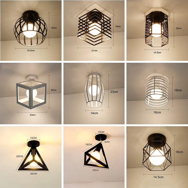 Luzes de Teto Gaiola do Vintage Lâmpada do Teto Moderno Plafondlamp Casa Iluminação Sala Estar Lampara Techo Suspensão Luminária E27 Led 9 do teto lampara techo suspensão luminária e27
