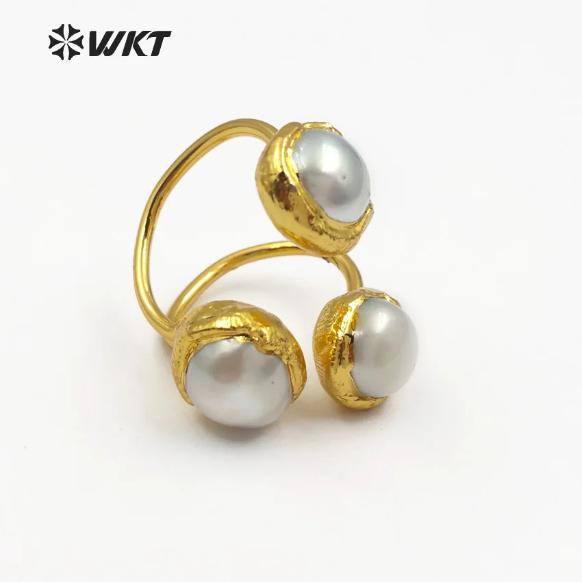 

WT-R315 Vintage Design Natural Purpel Quartz Pink Quartz Labradorite And Pearls Mix Rings Three Stone At Face Women Rings