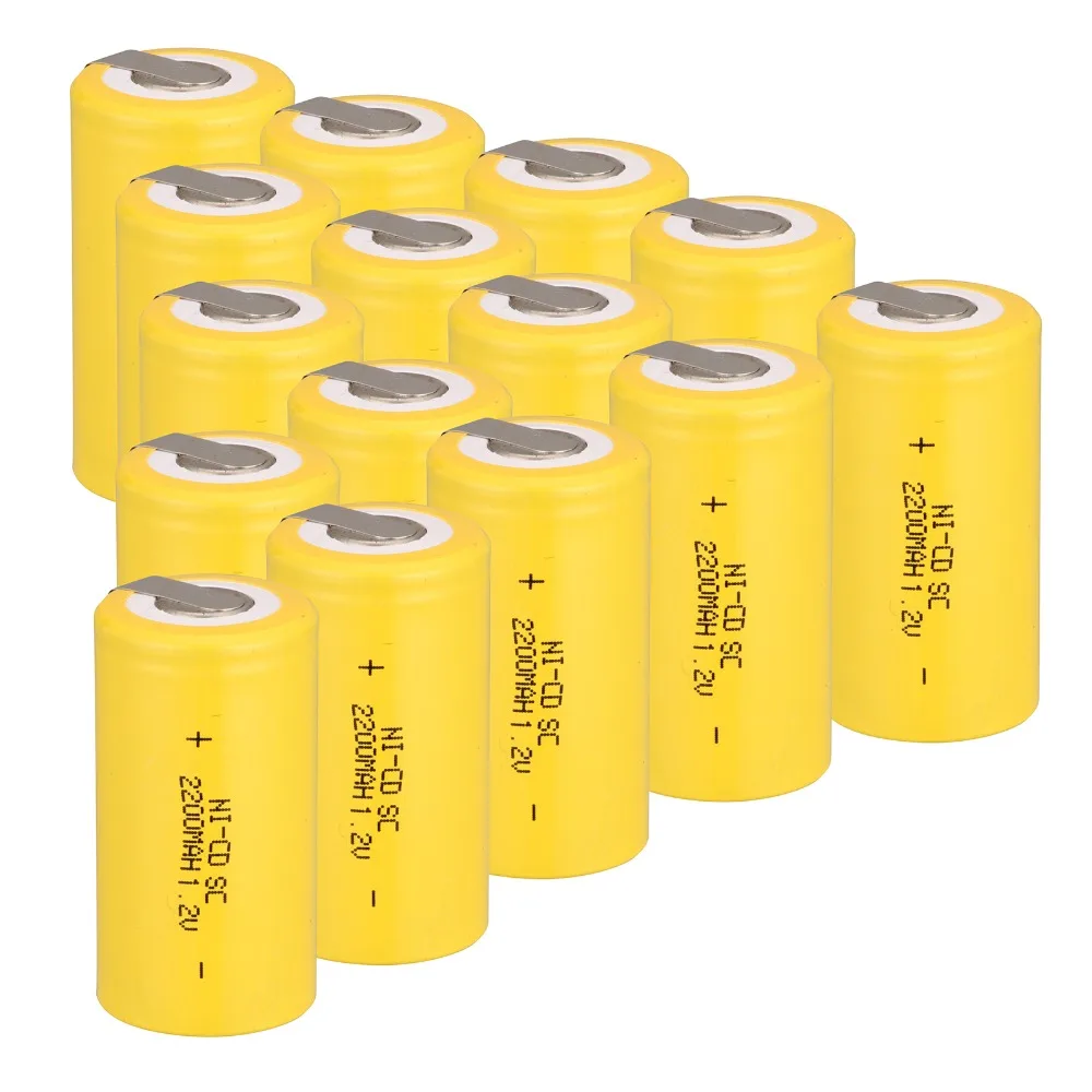 Высокое качество! 18 шт Sub C SC батарея 1 2 V 2200 mAh Ni-Cd NiCd аккумуляторная 4 25 см * |