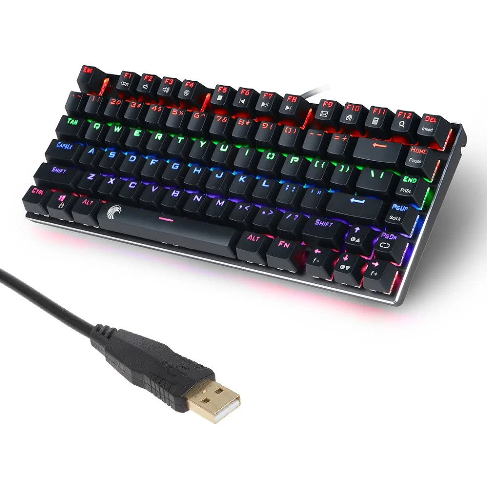 

New RGB Backlight Mechanical Keyboard USB Wired Rechargeable 81 Keys Blue Switches Gaming Keyboard Z88