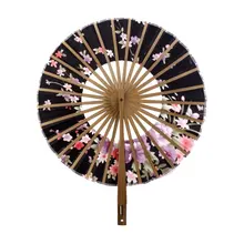Круглый Вентилятор в форме мельницы женский бамбуковый Шелковый цветок японский стиль вентилятор Ручной Складной вентилятор как показано