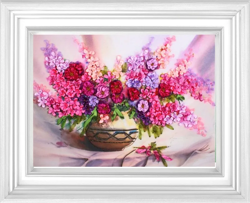 Картины с вышивкой лентами и цветами наборы для вышивания г. | Дом сад