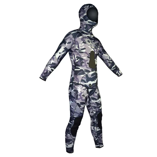 Cheap Free shipping 9mm  CR Neoprene Wetsuit Diving Spearfishing Suit and Equipment Black and White camouflage suit  WS-100-9-MC